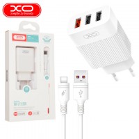 Сетевое зарядное устройство XO L72 QC3.0 3USB 3A Type-C white