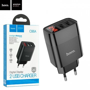 Сетевое зарядное устройство Hoco C86A 2USB 2.4A black в Одессе