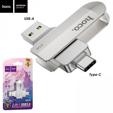 USB Флешка Hoco UD10 2in1 USB 3.0 Type-C 32GB серебристый в Одессе