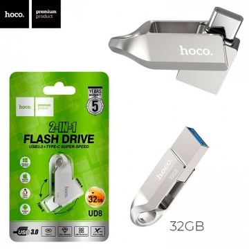 USB Флешка Hoco UD8 2in1 USB 3.0 Type-C 32GB серебристый в Одессе