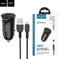 Автомобильное зарядное устройство Hoco Z39 QC3.0 2USB 3.0A Lightning black