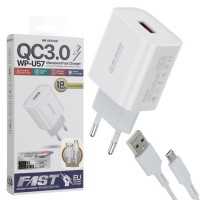 Сетевое зарядное устройство WK WP-U57m QC3.0 1USB 2.4A micro-USB white