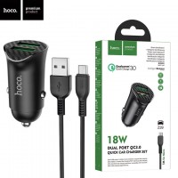 Автомобильное зарядное устройство Hoco Z39 QC3.0 2USB 3.0A micro-USB black