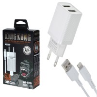 Сетевое зарядное устройство WK WP-U79i 2USB 2.1A Lightning white