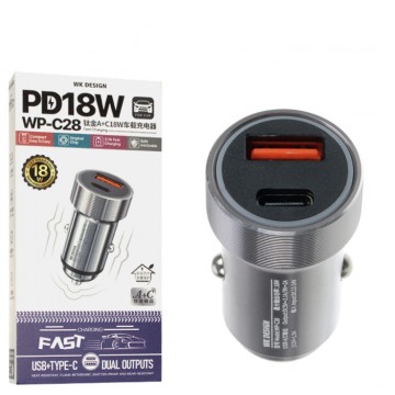 Автомобильное зарядное устройство WK WP-C28 PD 18W 1USB silver в Одессе