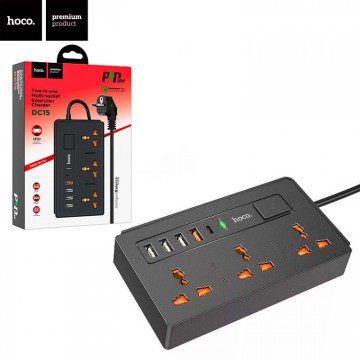 Сетевой удлинитель Hoco DC15 PD 4USB 3xSocket black в Одессе