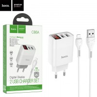 Сетевое зарядное устройство Hoco C86A 2USB 2.4A Lightning white