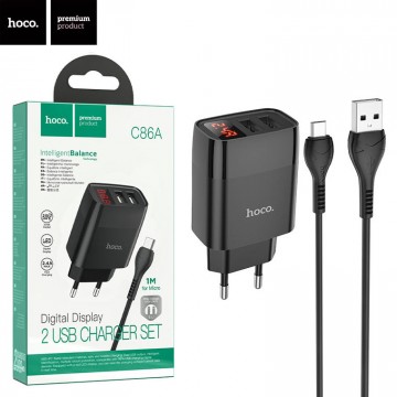 Сетевое зарядное устройство Hoco C86A 2USB 2.4A micro-USB black в Одессе