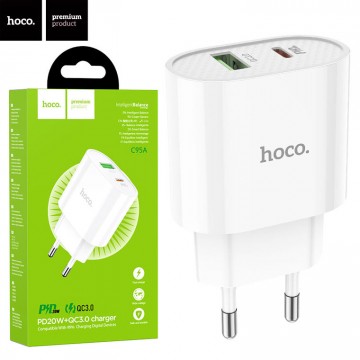 Сетевое зарядное устройство Hoco C95A PD20W + QC3.0 1USB 3A white в Одессе