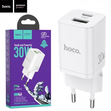 Сетевое зарядное устройство Hoco N13 PD30W + QC3.0 1USB 3A white в Одессе