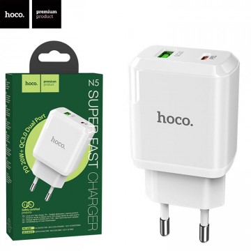 Сетевое зарядное устройство Hoco N5 PD20W + QC3.0 1USB 3A white в Одессе