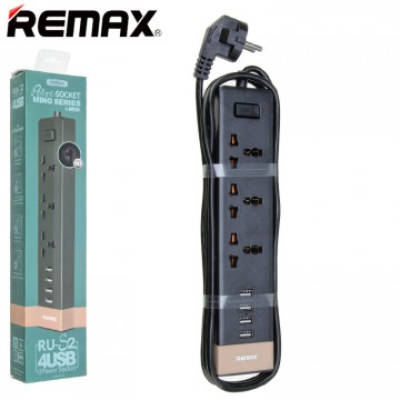 Сетевой удлинитель Remax RU-S2 3 розетки 4USB 2М black в Одессе