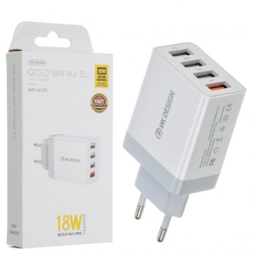 Сетевое зарядное устройство WK WP-U125 QC3.0 4USB 18W white в Одессе