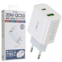 Сетевое зарядное устройство WK WP-U53 PD 20W QC3.0 1USB white