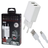 Сетевое зарядное устройство WK WP-U79m 2USB 2.1A micro-USB white