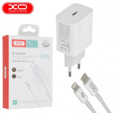 Сетевое зарядное устройство XO A829-120167C-EU1 PD 20W Type-C - Lightning white в Одессе