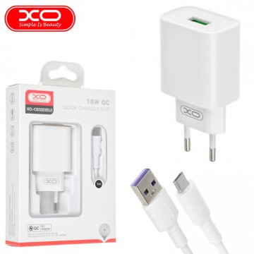 Сетевое зарядное устройство XO CE02D QC3.0 1USB 18W micro-USB white в Одессе