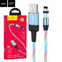 USB кабель Hoco U90 Магнитный USB - Lightning голубой