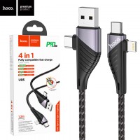 USB кабель Hoco U95 4in1 USB, Type-C to Type-C, Lightning черный