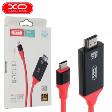 Переходник XO GB005 4K Type-C - HDMI 2m черно-красный в Одессе