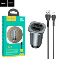 Автомобильное зарядное устройство Hoco NZ4 2USB 2.4A Lightning gray