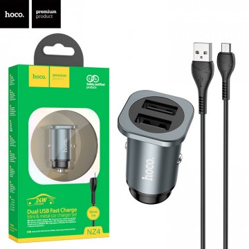 Автомобильное зарядное устройство Hoco NZ4 2USB 2.4A micro-USB gray в Одессе