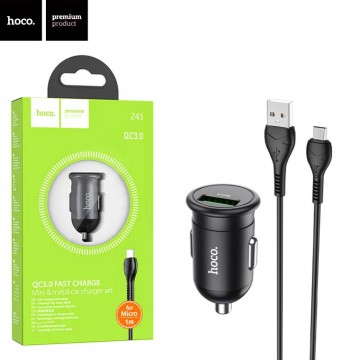 Автомобильное зарядное устройство Hoco Z43 QC3.0 1USB micro-USB black в Одессе