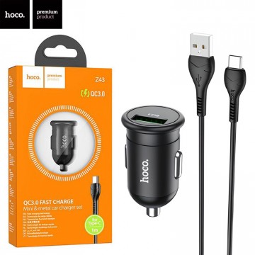 Автомобильное зарядное устройство Hoco Z43 QC3.0 1USB Type-C black в Одессе