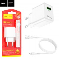 Сетевое зарядное устройство Hoco C98A QC3.0 1USB micro-USB white