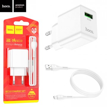 Сетевое зарядное устройство Hoco C98A QC3.0 1USB micro-USB white в Одессе