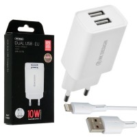 Сетевое зарядное устройство WK WP-U119i 2USB 2A Lightning white