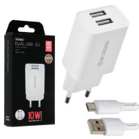 Сетевое зарядное устройство WK WP-U119m 2USB 2A micro-USB white