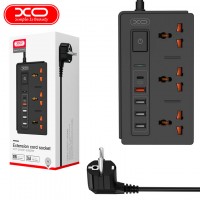 Сетевой удлинитель XO WL06 UK 3 розетки 4USB PD QC 1.8м черный