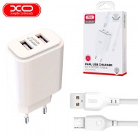 Сетевое зарядное устройство XO L90C 2USB 2.4A micro-USB white