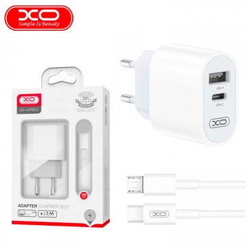 Сетевое зарядное устройство XO L97 PD 1USB 2.4A micro-USB white в Одессе