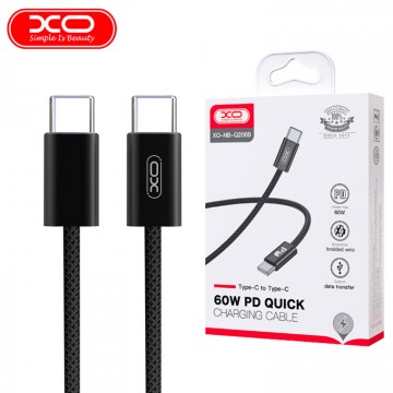 USB кабель XO NB-Q206B Type-C - Type-C 1m черный в Одессе