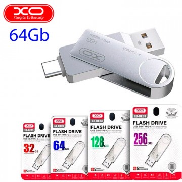 USB Флешка XO DK03 2in1 USB 3.0 Type-C 64Gb серебристый в Одессе