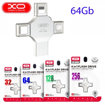 USB Флешка XO DK04 4in1 USB 2.0 64Gb серебристый в Одессе