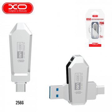 USB Флешка XO U50  2in1 USB 3.0 Type-C 256Gb серебристый в Одессе