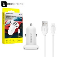 Автомобильное зарядное устройство Borofone BZ12 2USB 2.4A Lightning white