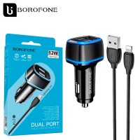 Автомобильное зарядное устройство Borofone BZ14 Max 2USB 2.4A Lightning black