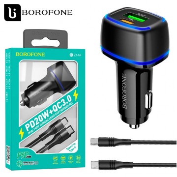 Автомобильное зарядное устройство Borofone BZ14A PD 20W QC3.0 1USB 3A Type-C-Type-C black в Одессе