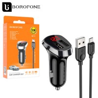 Автомобильное зарядное устройство Borofone BZ15 2USB 2.4A micro USB black