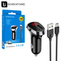 Автомобильное зарядное устройство Borofone BZ15 2USB 2.4A Type-C black