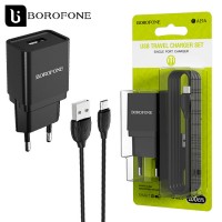 Сетевое зарядное устройство Borofone BA19A 1USB 1A micro USB black