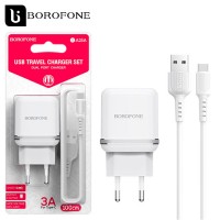 Сетевое зарядное устройство Borofone BA25A 2USB 2.4A Type-C white