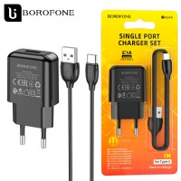 Сетевое зарядное устройство Borofone BA64A 1USB 2.1A Type-C black