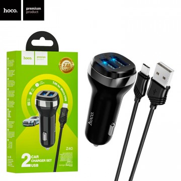 Автомобильное зарядное устройство Hoco Z40 2USB 2.4A micro USB black в Одессе