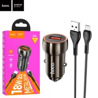 Автомобильное зарядное устройство Hoco Z46 QC3.0 1USB 3A micro USB gray