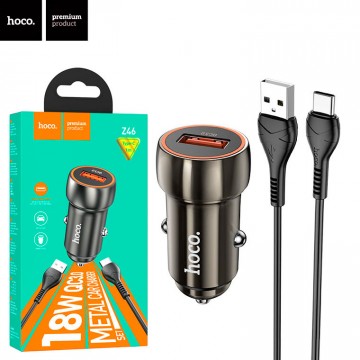 Автомобильное зарядное устройство Hoco Z46 QC3.0 1USB 3A Type-C gray в Одессе